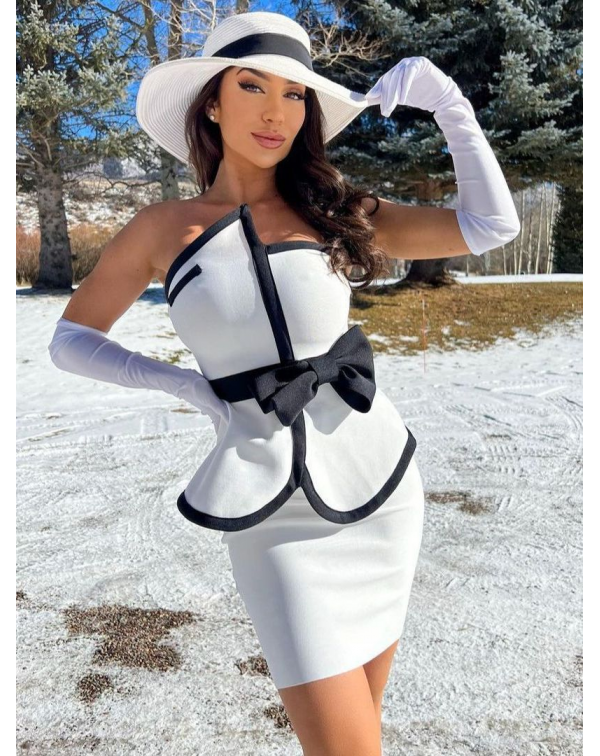 Women's Patchwork Bandage Suit Summer 2 Two Piece ...
